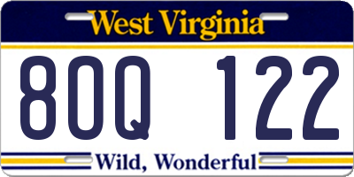 WV license plate 8OQ122