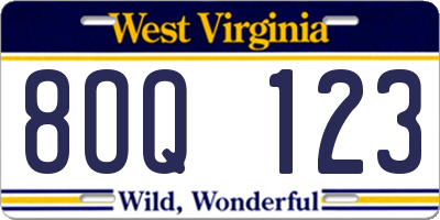 WV license plate 8OQ123