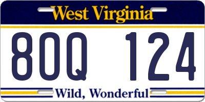 WV license plate 8OQ124