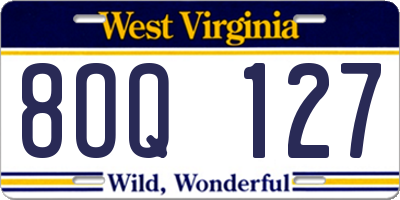 WV license plate 8OQ127