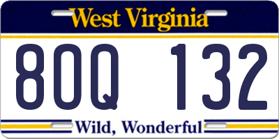 WV license plate 8OQ132