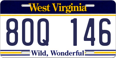 WV license plate 8OQ146