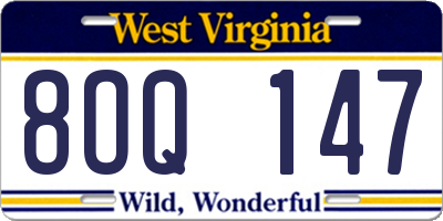WV license plate 8OQ147