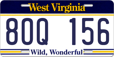 WV license plate 8OQ156