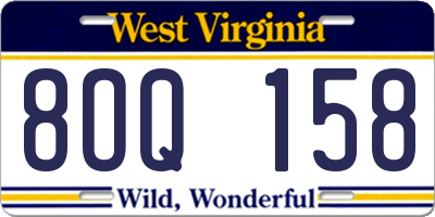 WV license plate 8OQ158