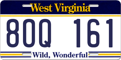 WV license plate 8OQ161