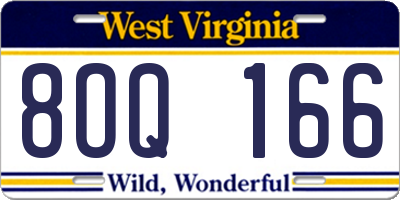 WV license plate 8OQ166