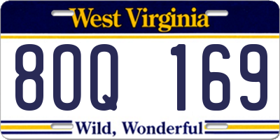 WV license plate 8OQ169