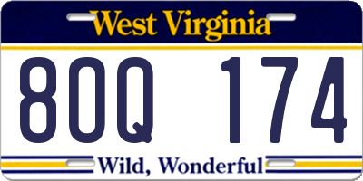 WV license plate 8OQ174