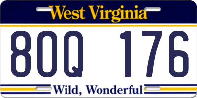 WV license plate 8OQ176