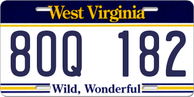 WV license plate 8OQ182