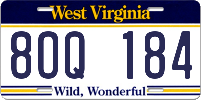 WV license plate 8OQ184