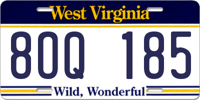 WV license plate 8OQ185