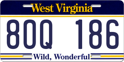 WV license plate 8OQ186