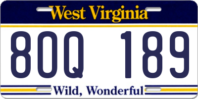 WV license plate 8OQ189