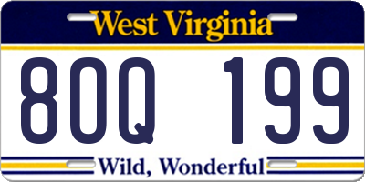 WV license plate 8OQ199