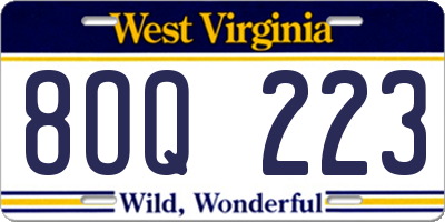 WV license plate 8OQ223