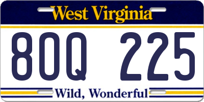 WV license plate 8OQ225