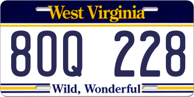 WV license plate 8OQ228