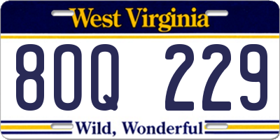 WV license plate 8OQ229