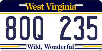 WV license plate 8OQ235