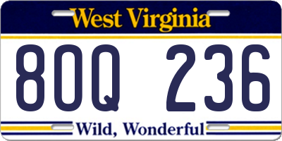 WV license plate 8OQ236