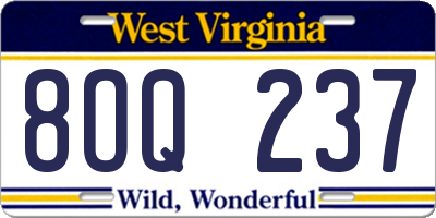 WV license plate 8OQ237