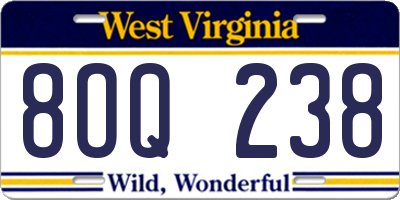 WV license plate 8OQ238