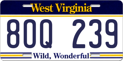 WV license plate 8OQ239