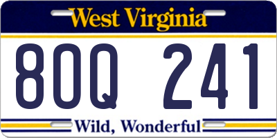 WV license plate 8OQ241