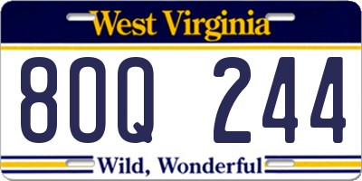 WV license plate 8OQ244