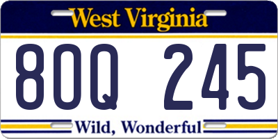 WV license plate 8OQ245