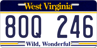 WV license plate 8OQ246