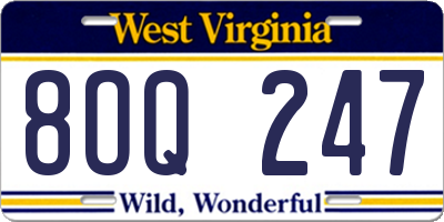 WV license plate 8OQ247
