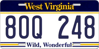 WV license plate 8OQ248