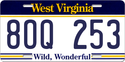 WV license plate 8OQ253