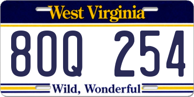 WV license plate 8OQ254