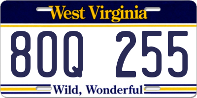 WV license plate 8OQ255