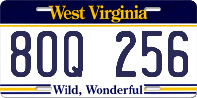 WV license plate 8OQ256