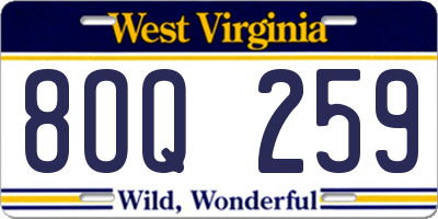 WV license plate 8OQ259