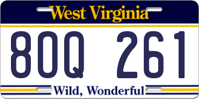 WV license plate 8OQ261