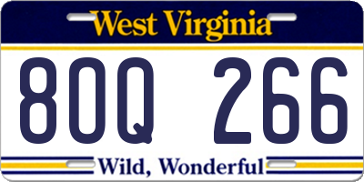 WV license plate 8OQ266
