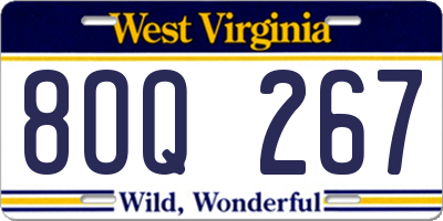 WV license plate 8OQ267