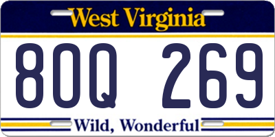 WV license plate 8OQ269
