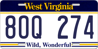WV license plate 8OQ274