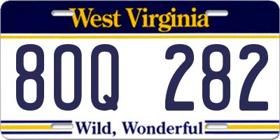WV license plate 8OQ282