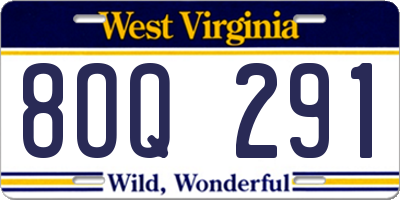 WV license plate 8OQ291