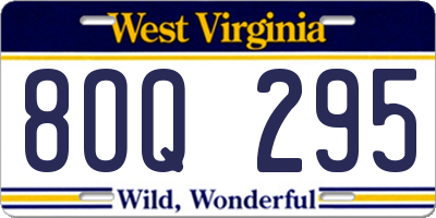 WV license plate 8OQ295