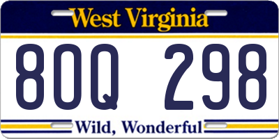 WV license plate 8OQ298