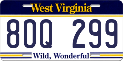 WV license plate 8OQ299